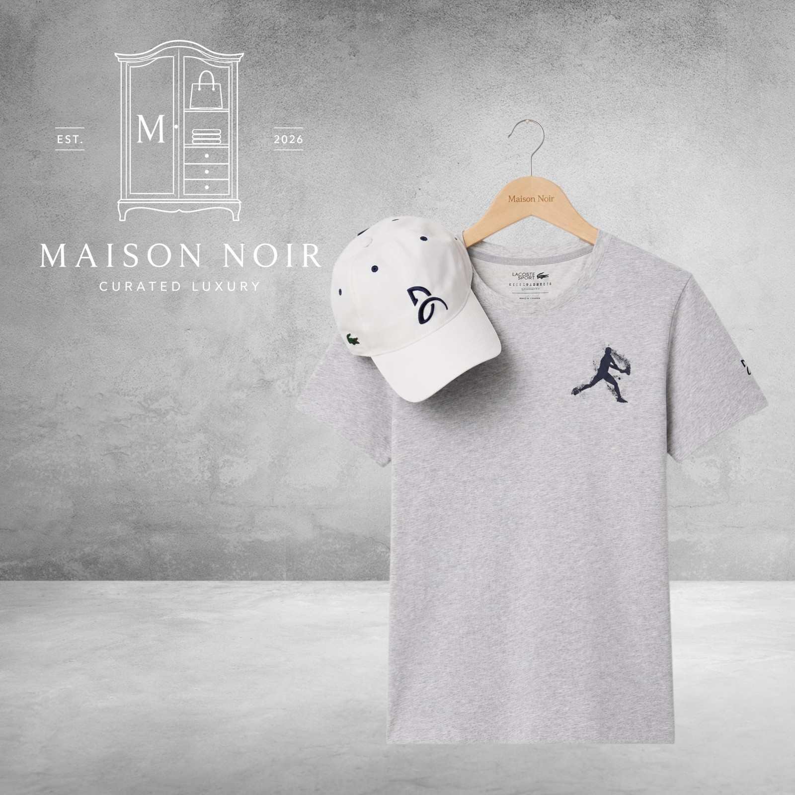 Lacoste x Novak Djokovic Men’s Regular Fit Gray On Court T-shirt & Cap Medium