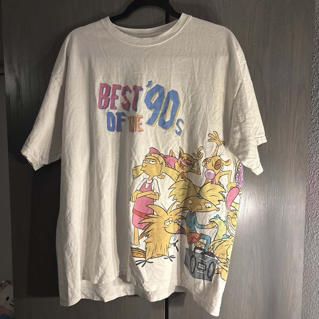 Nickelodeon Hey Arnold! Best of the 90s White Men’s XL Cotton T-Shirt