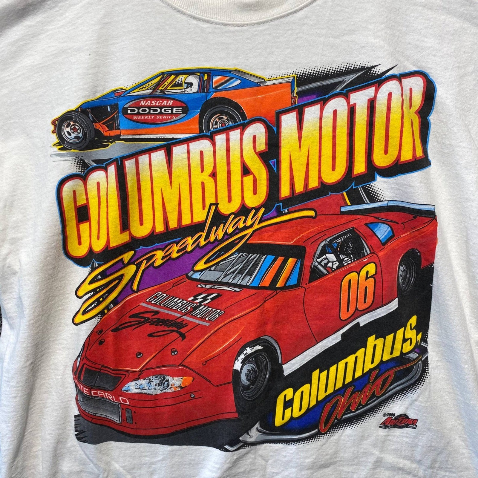 Vintage Columbus Motor Speedway Ohio T Shirt NASCAR Dodge Weekly Series White XL