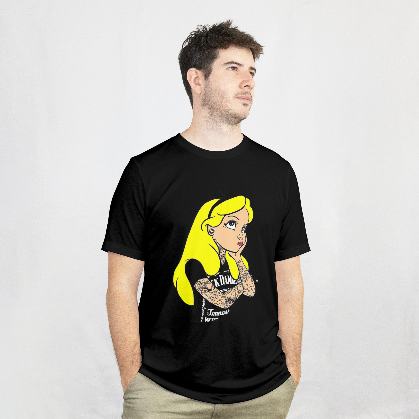 ALICE IN WONDERLAND TATTED T-Shirt | Disney Animated Film Tee | Jack Daniels Top