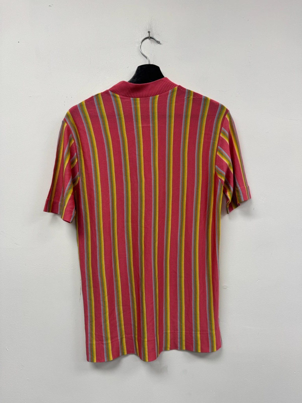 Vintage Europe Craft Sweater Mens Small Multicolor Stripe Mock Neck 80s