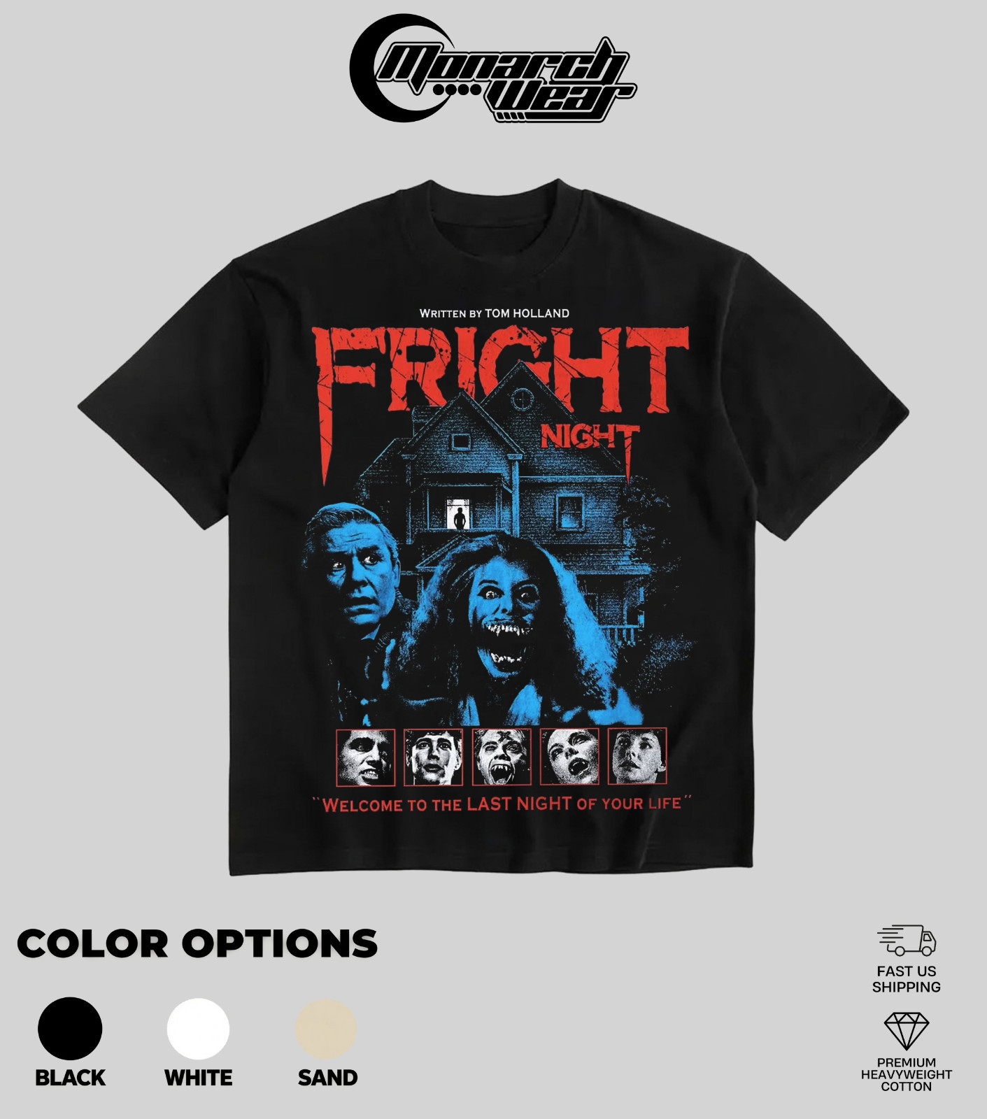 Monarch Wear “Fright Night” Vampire Horror Movie Heavyweight T-Shirt