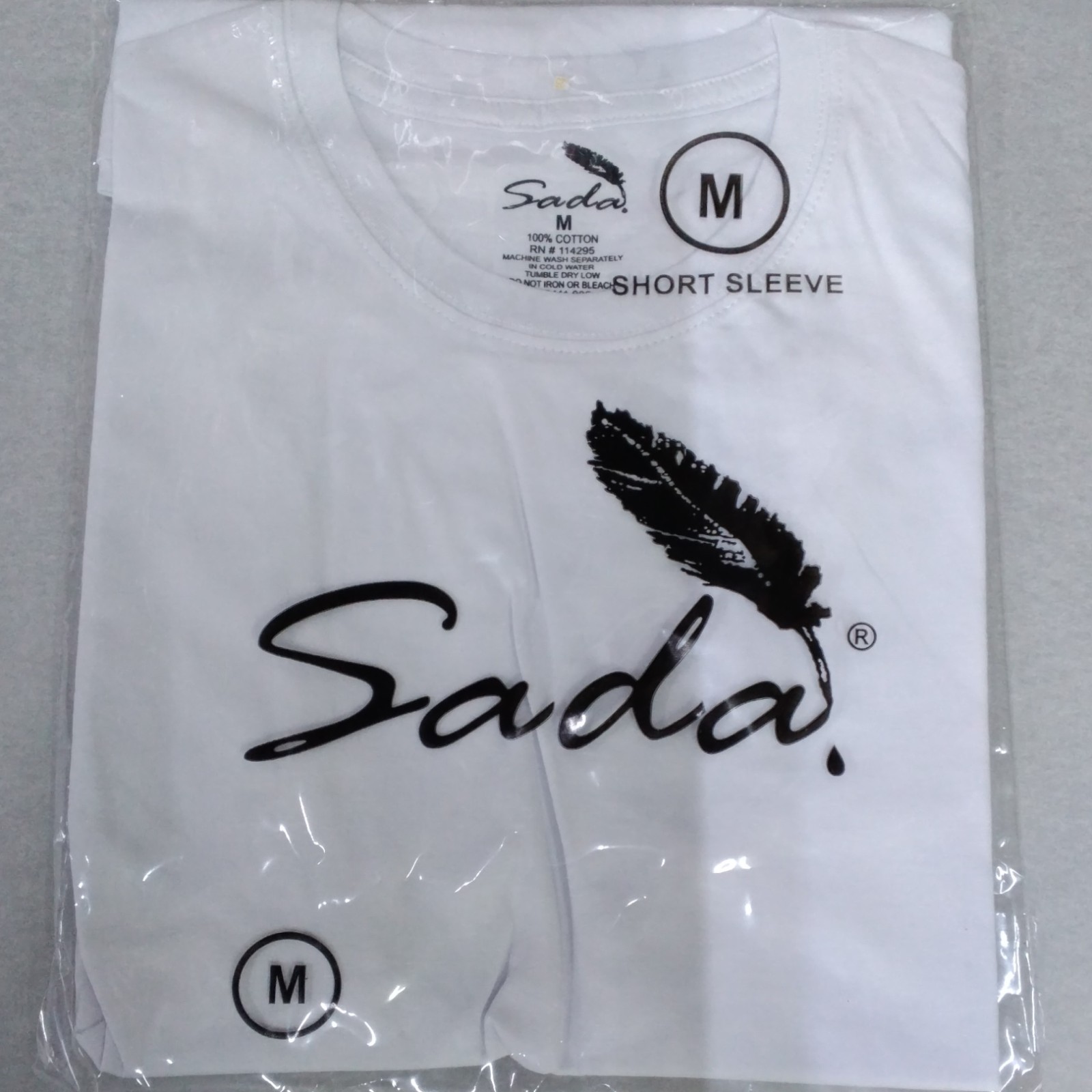 Sada Men’s White M Cotton Crew Neck Short Sleeve T-Shirt