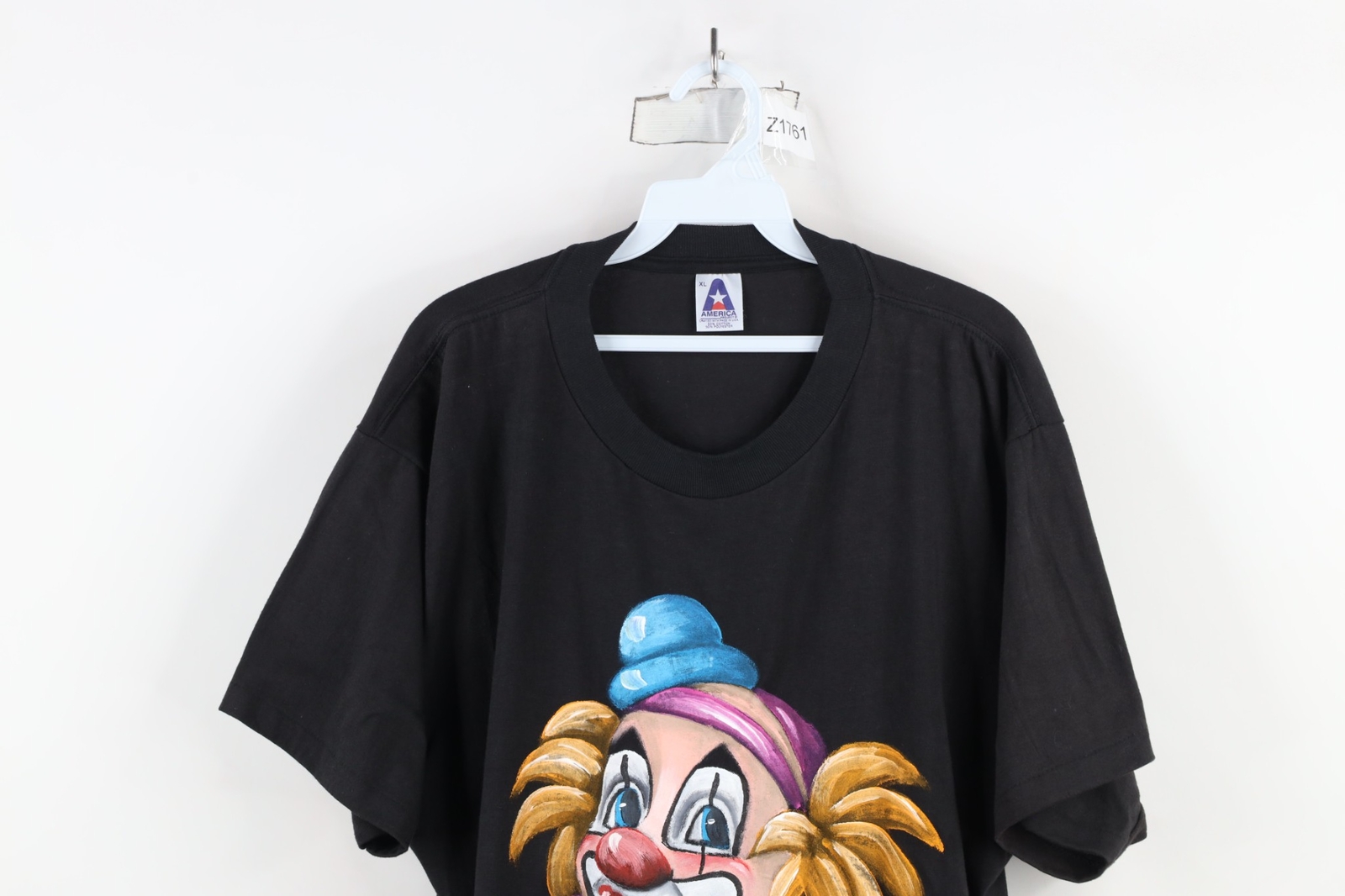 Vintage 90s Streetwear Mens XL Hand Painted Clown Short Sleeve T-Shirt USA
