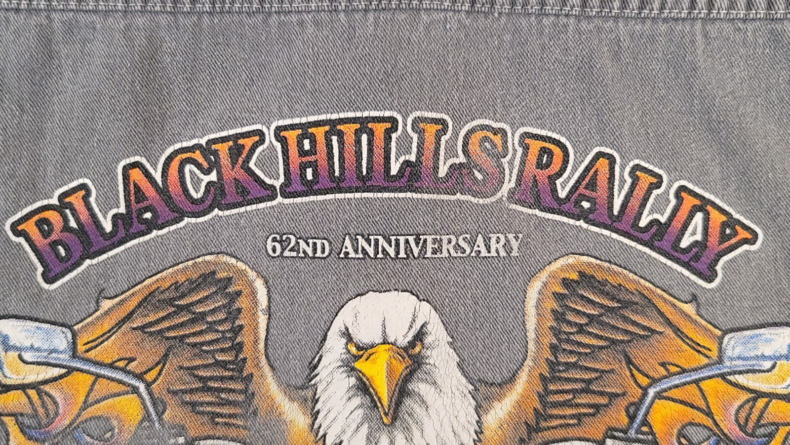 2002 Sturgis Black Hills Rally 62nd Anniversary Gray Denim Vest Jean Size L