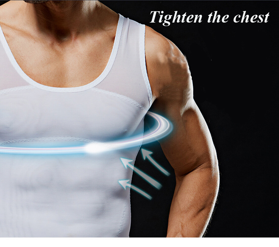 Men’s Slimming Body Shaper Vest Chest Compression Shirts Tank Gynecomastia Moobs