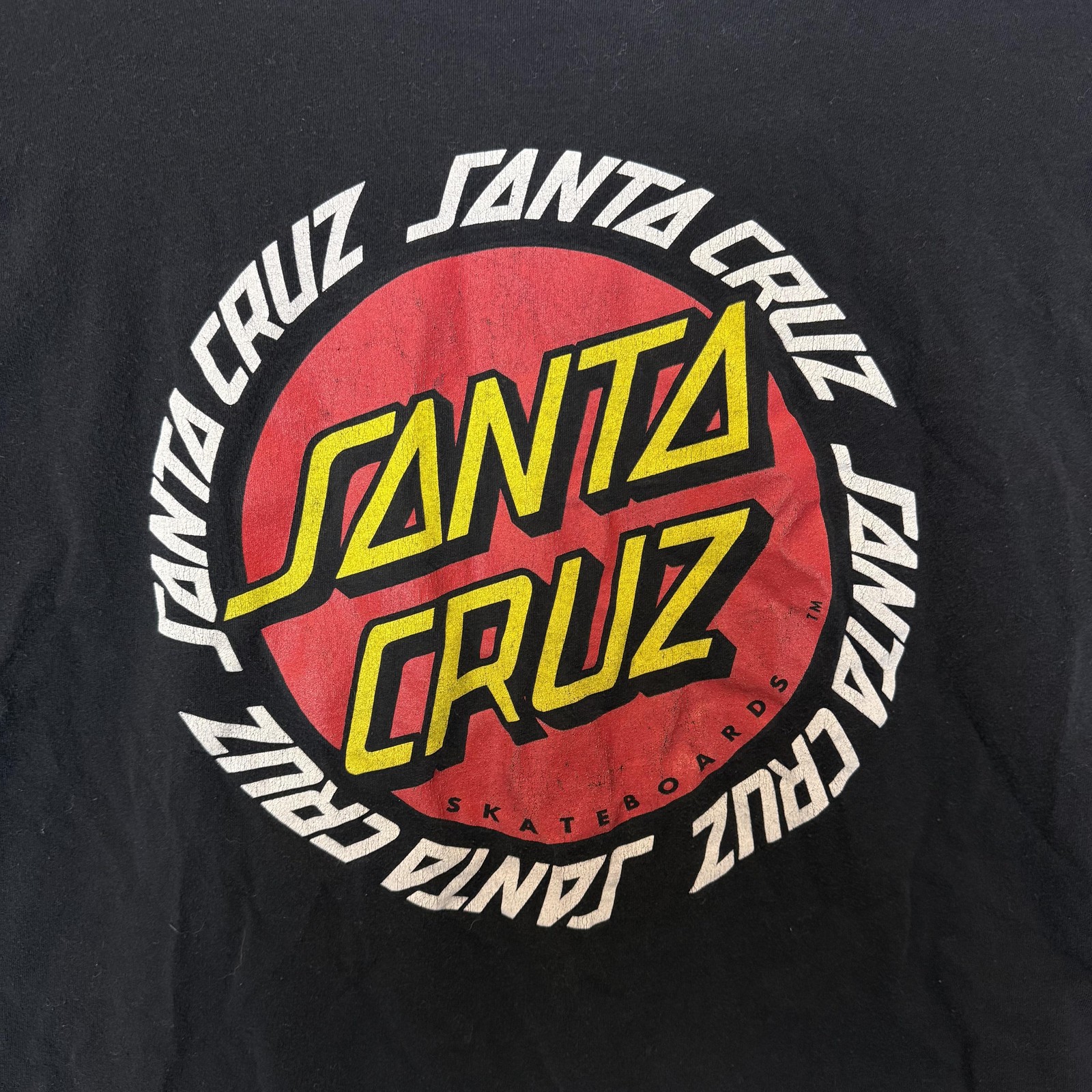 Santa Cruz Shirt Mens Medium Black Classic Dot Skateboard Graphic Logo Tee