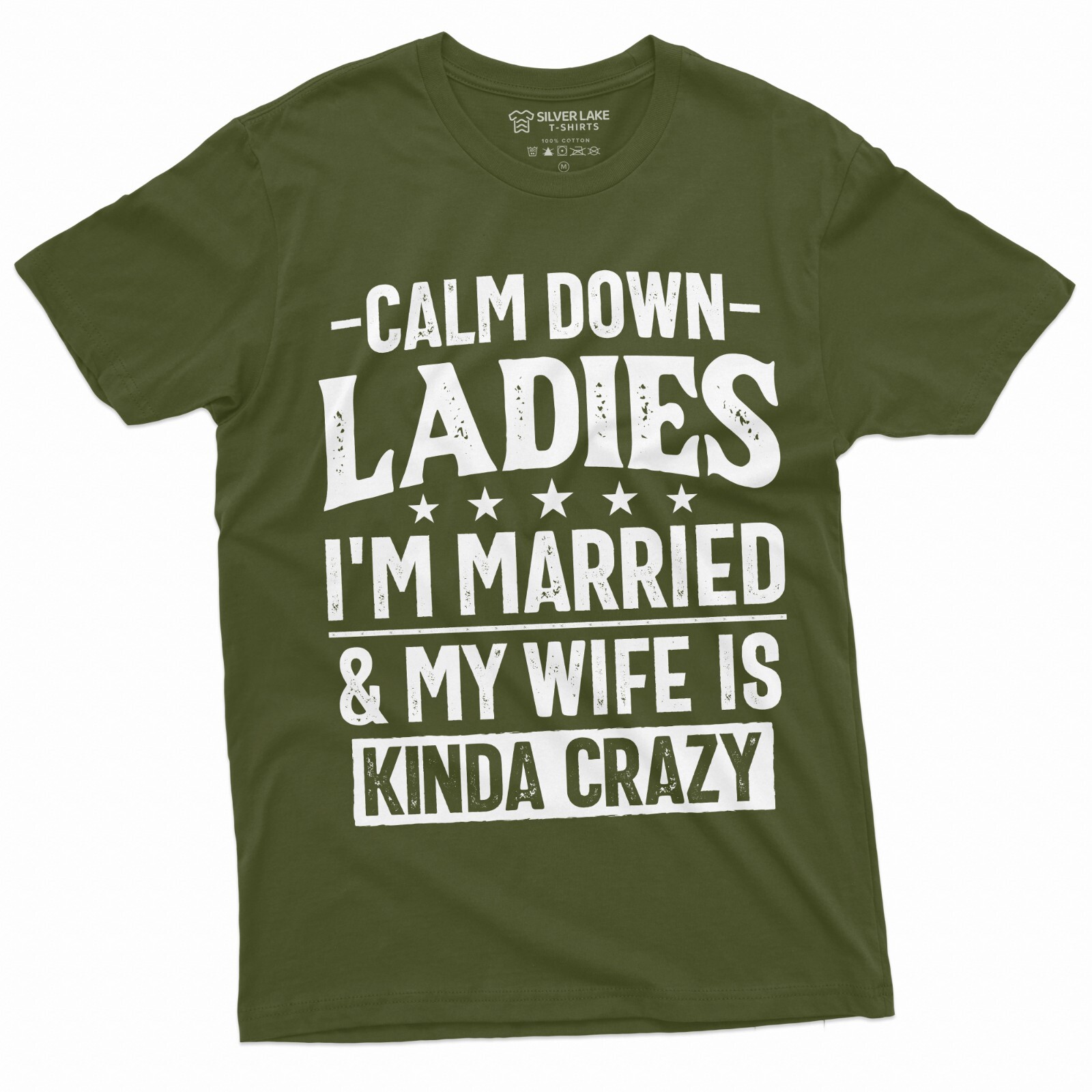 Men’s Funny Calm Down Ladies T-shirt Anniversary Marriage gift crazy wife tshirt