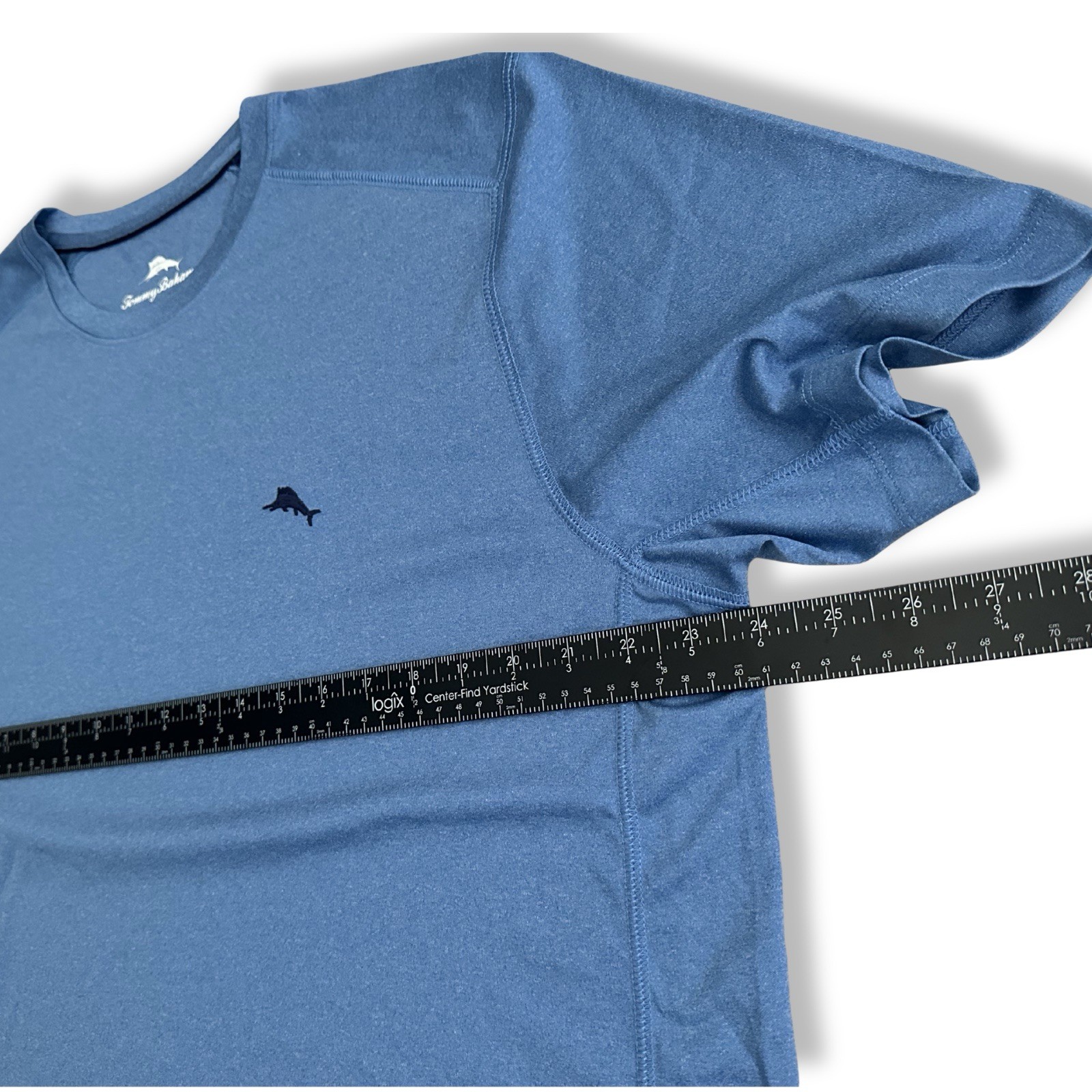 Tommy Bahama Mens Large Blue Performance Shirt Athletic Stretch Short Sleeve Tee