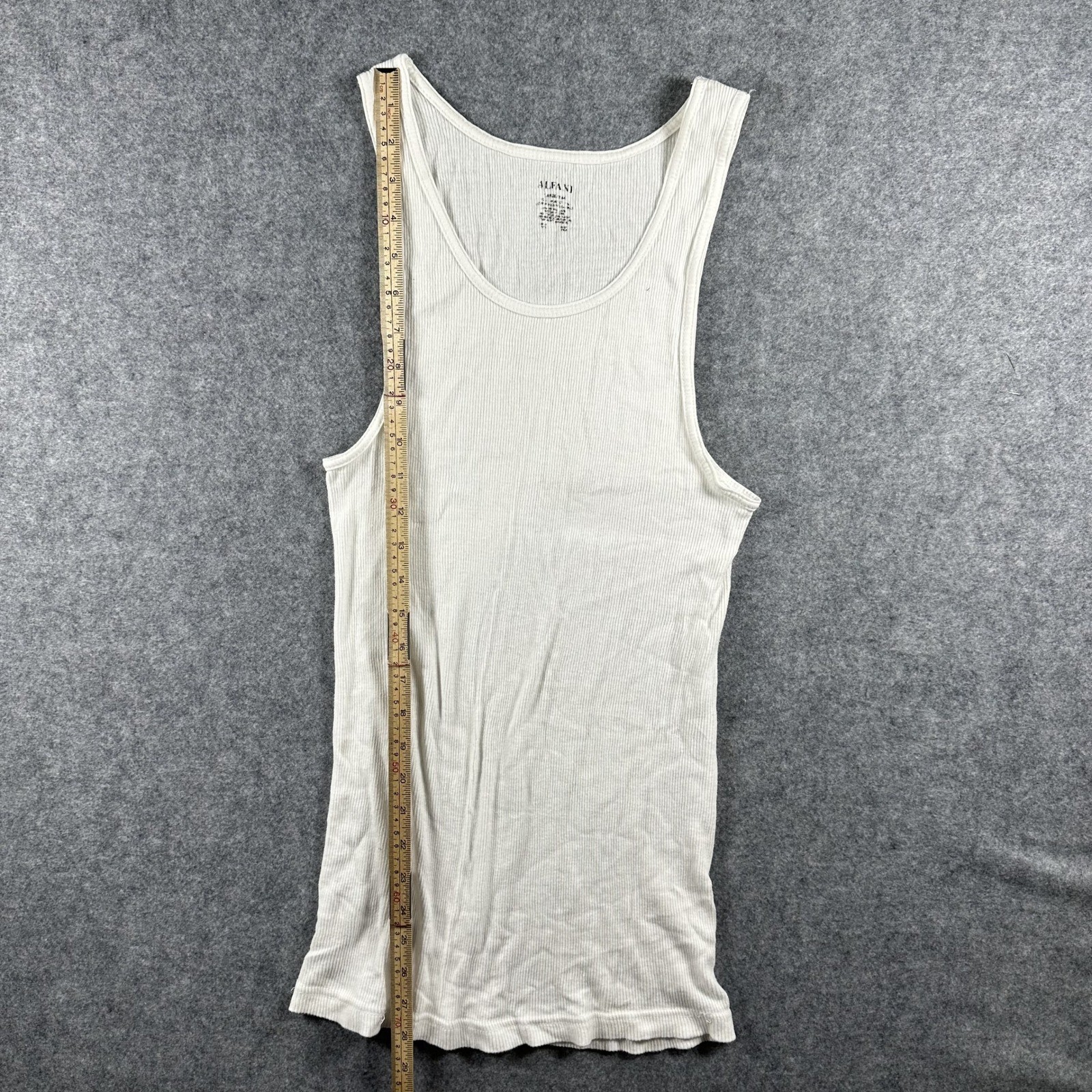 Alfani Ribbed Tank Top Large White Solid Cotton Slim Fit A-Shirt Undershirt