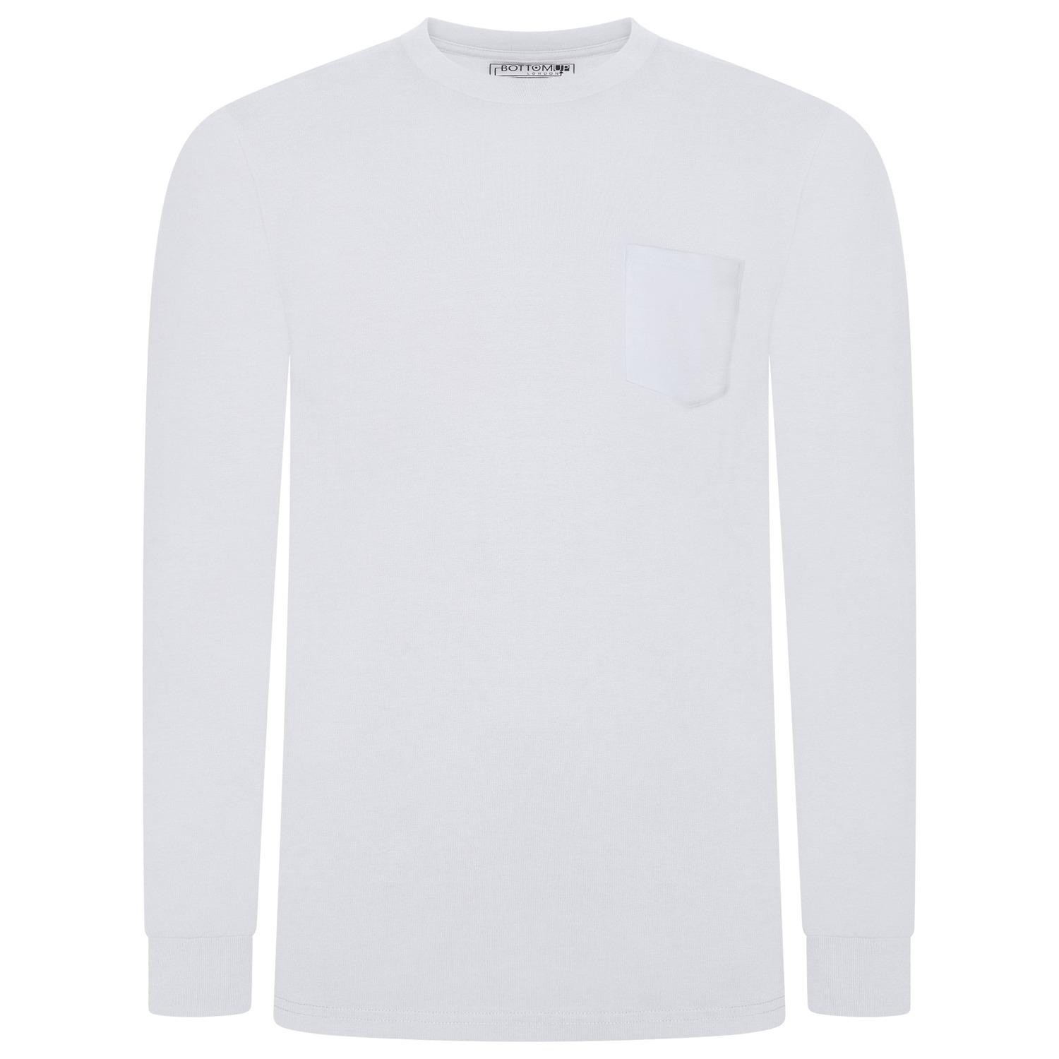 Men’s T-Shirt Long Sleeve 100% Cotton 1, 3, 5 Pack Plain Crew Neck Tees XS- 5XL