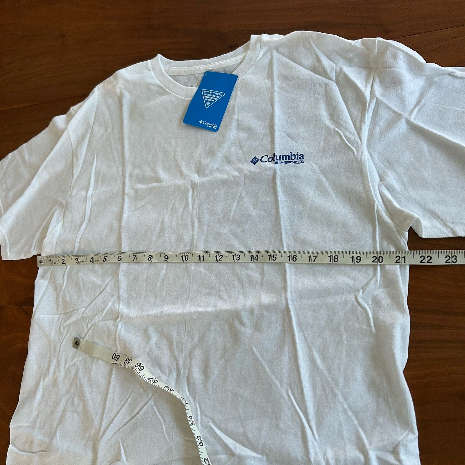 NEW Columbia Shirt Mens Sz Large White PFG Fish American Flag Fishing Outdoor