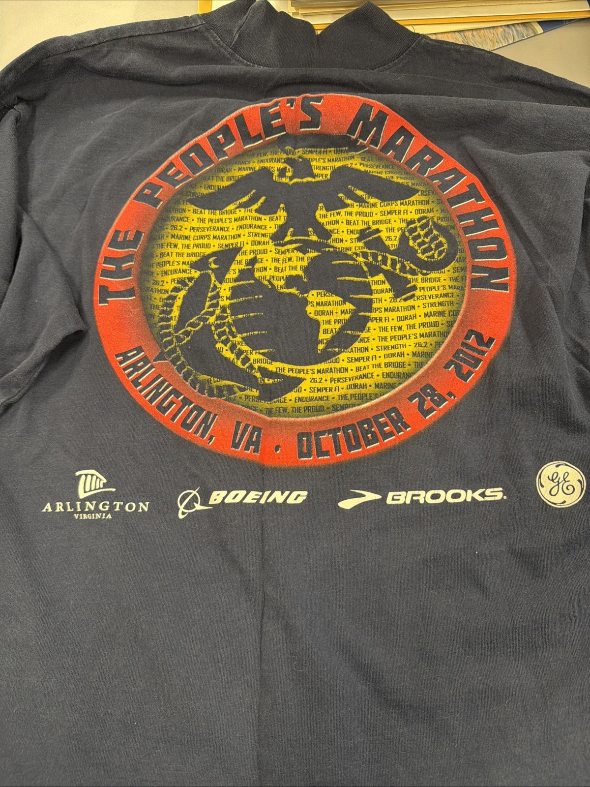 USMC Marine Corps Marathon 2012 Competitor Mock Turtleneck L Blue Long Sleeve