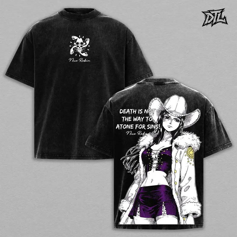 Nico Robin Miss All Sunday OP Graphic Vintage Tee Cotton Streetwear Shirt