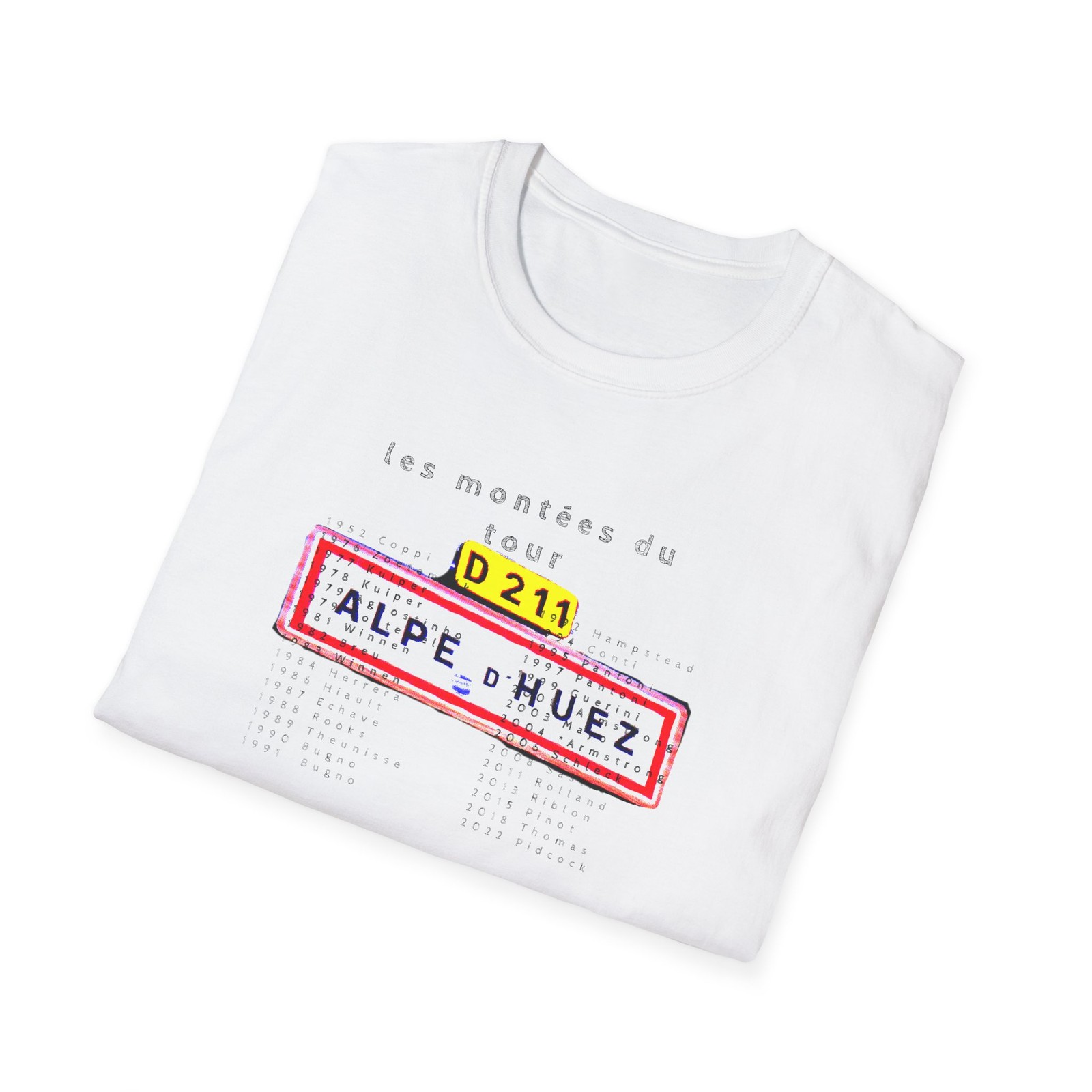 Alpe d’Huez Winners Distressed Cycling T-Shirt, Tour de France Jersey Tee