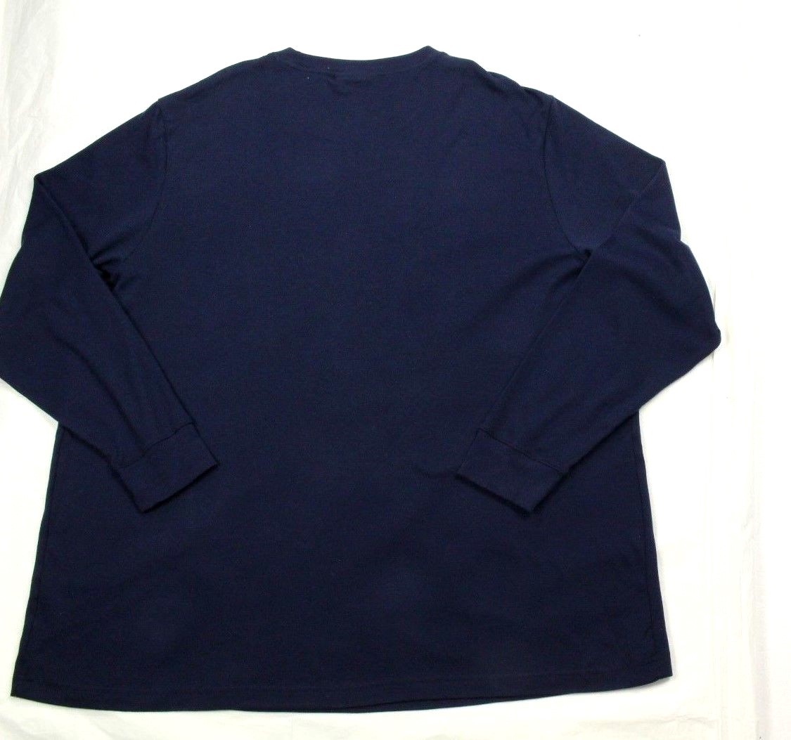 John Ashford Men’s Navy Blue Interlock Crew Neck Long Sleeve Shirt Size 3XB