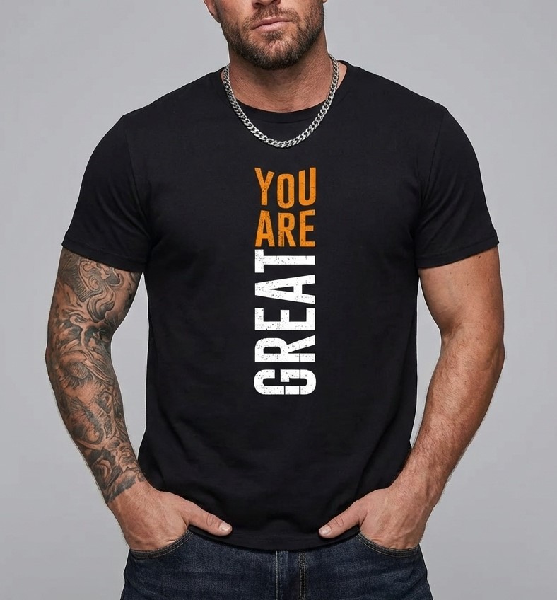 Men’s 100% Cotton T-Shirt Teens Short Sleeve Crew Neck YOU ARE GREAT