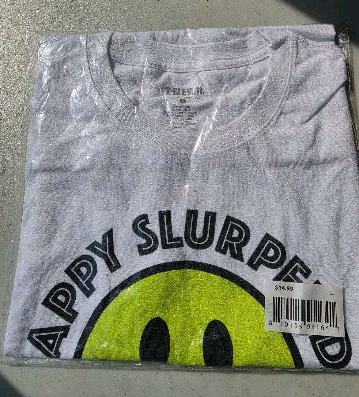 NEW 7-Eleven, 7-11 Tee Shirt WHITE Have A Happy Slurpee Graphic Logo Men’s L