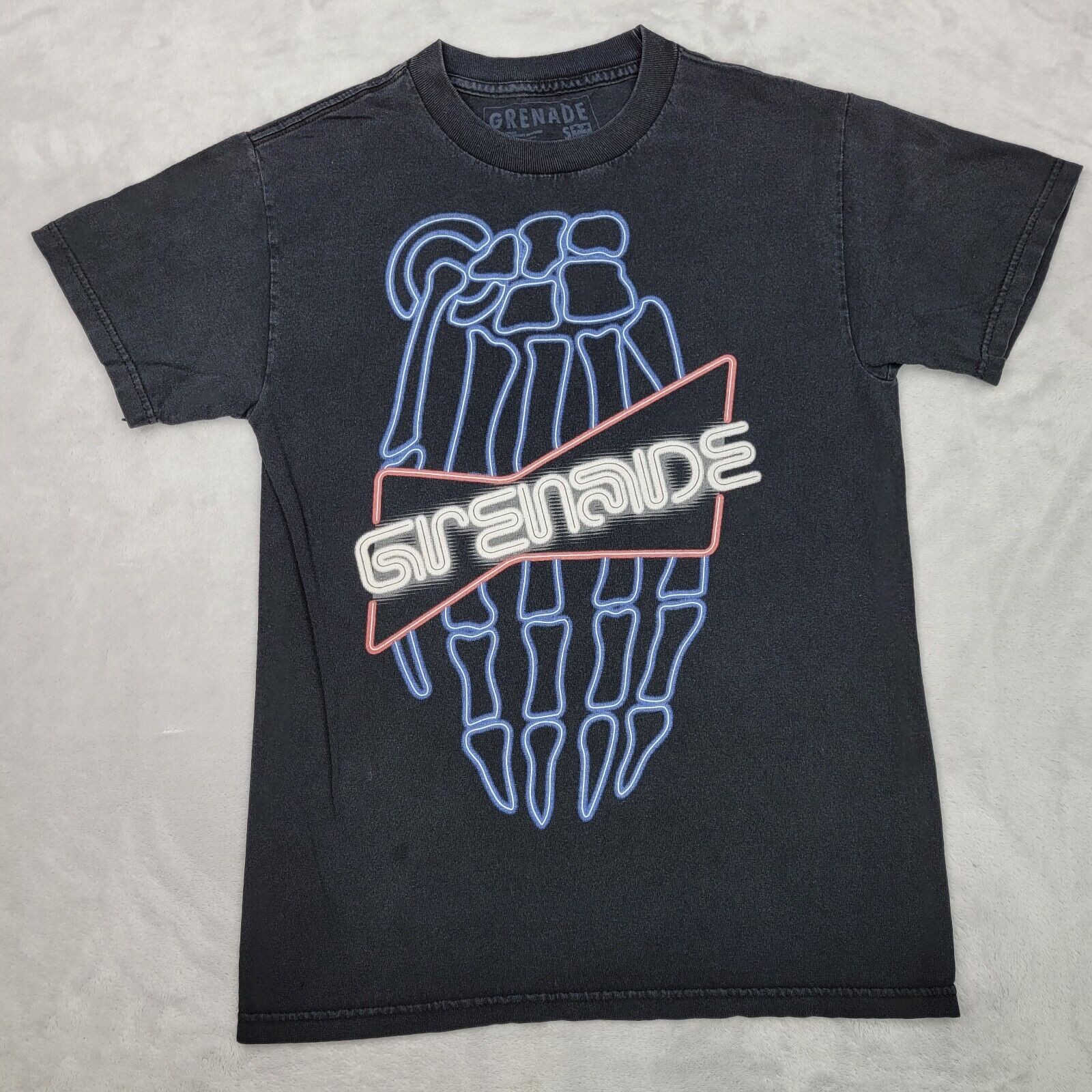 Grenade Shirt Mens Small Crewneck Skeleton Grunge Punk Rock Skate Surf Adult