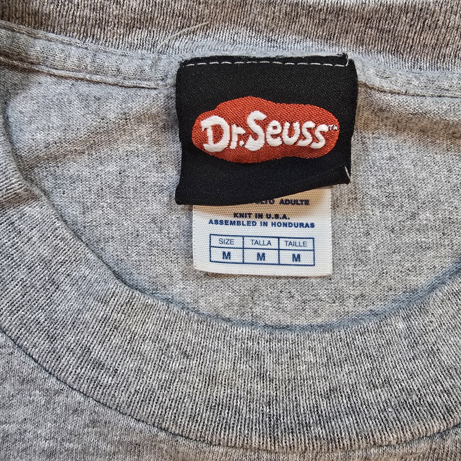 Vintage Dr. Seuss Grinch Shirt Mens Medium Gray Christmas Double Sided 00s 2001