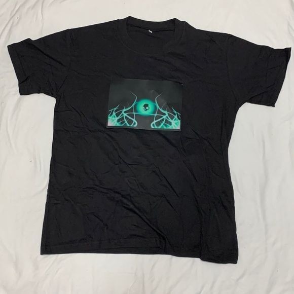 Womens El Flashing Sound Activated LED T-Shirt Skull Black Short Sleeve Size XS