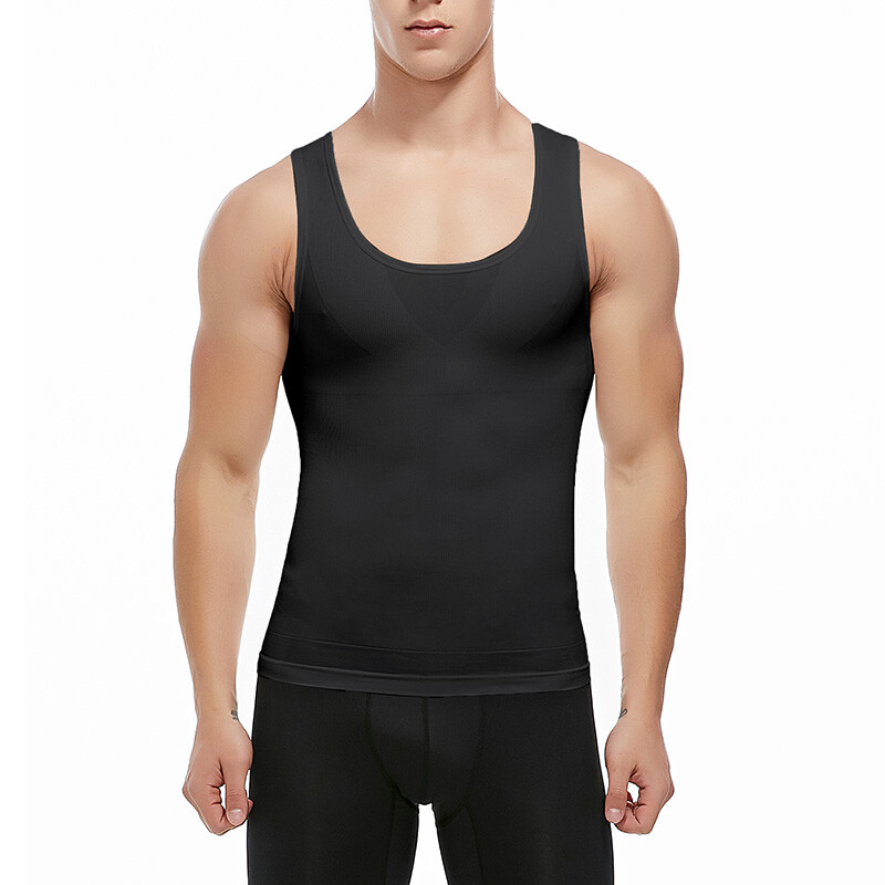 Mens Compression Shirt Slimming Body Shaper Vest Waist Trainer Vests Undershirts