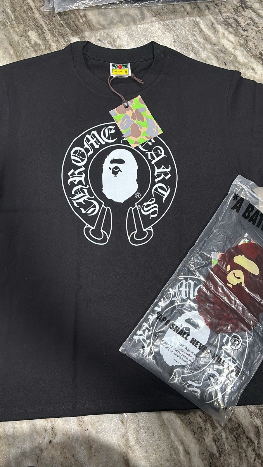 A Bathing Ape BAPE x Chrome Hearts Baby Milo Black Graphic Logo Tee Men’s L