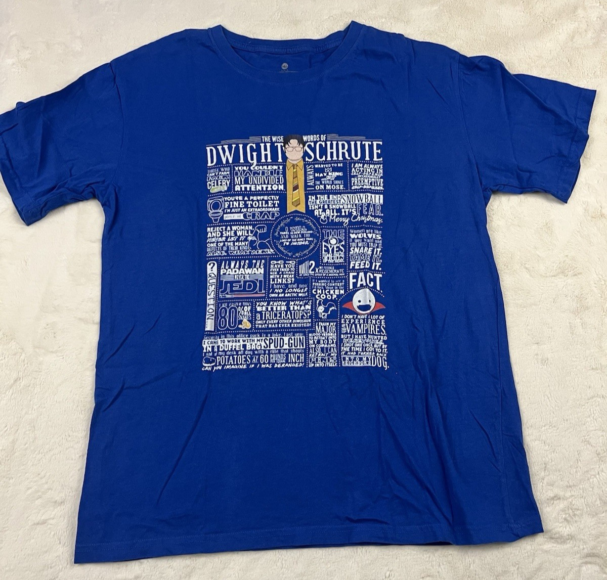 The Office Dwight Schrute T Shirt Mens Large Blue Graphic Tee Wise Words TV Show