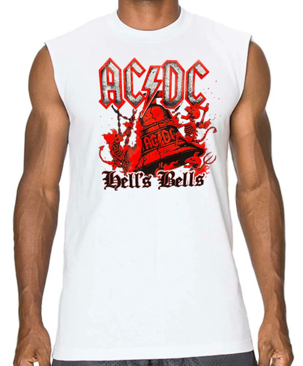 ACDC HELL’S BELLS ROCK Band Men’s Muscle Shirt (Multiple Colors)