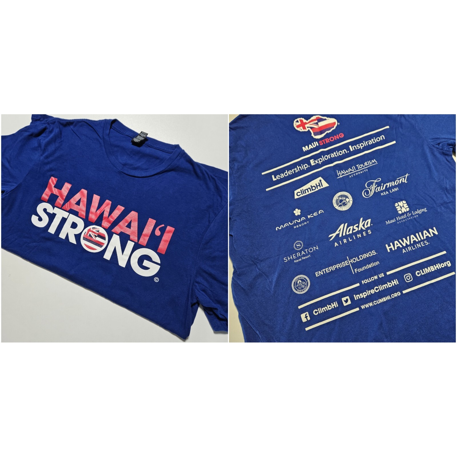ClimbHI Hawaii Strong / Maui Strong Graphic Tee – Royal Blue – Medium