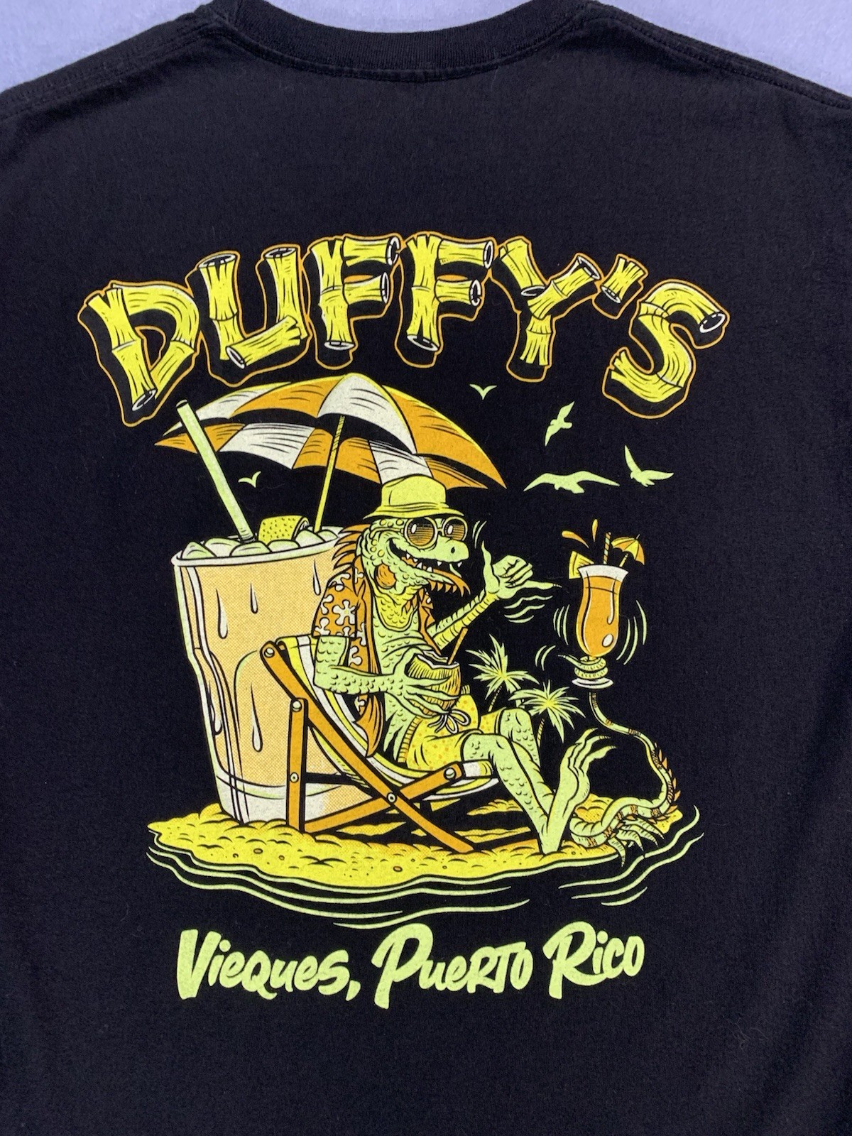 Costa Rica Pura Vida Iguana T-Shirt Black Souvenir Tourist Mens Sz Medium