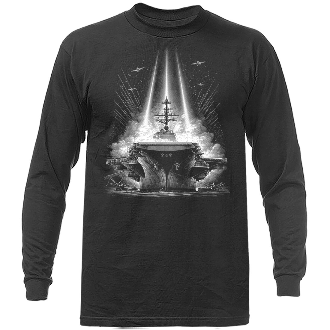 US Navy Aircraft Carrier Military Warship Patriotic Veteran Long Sleeve Shirt
