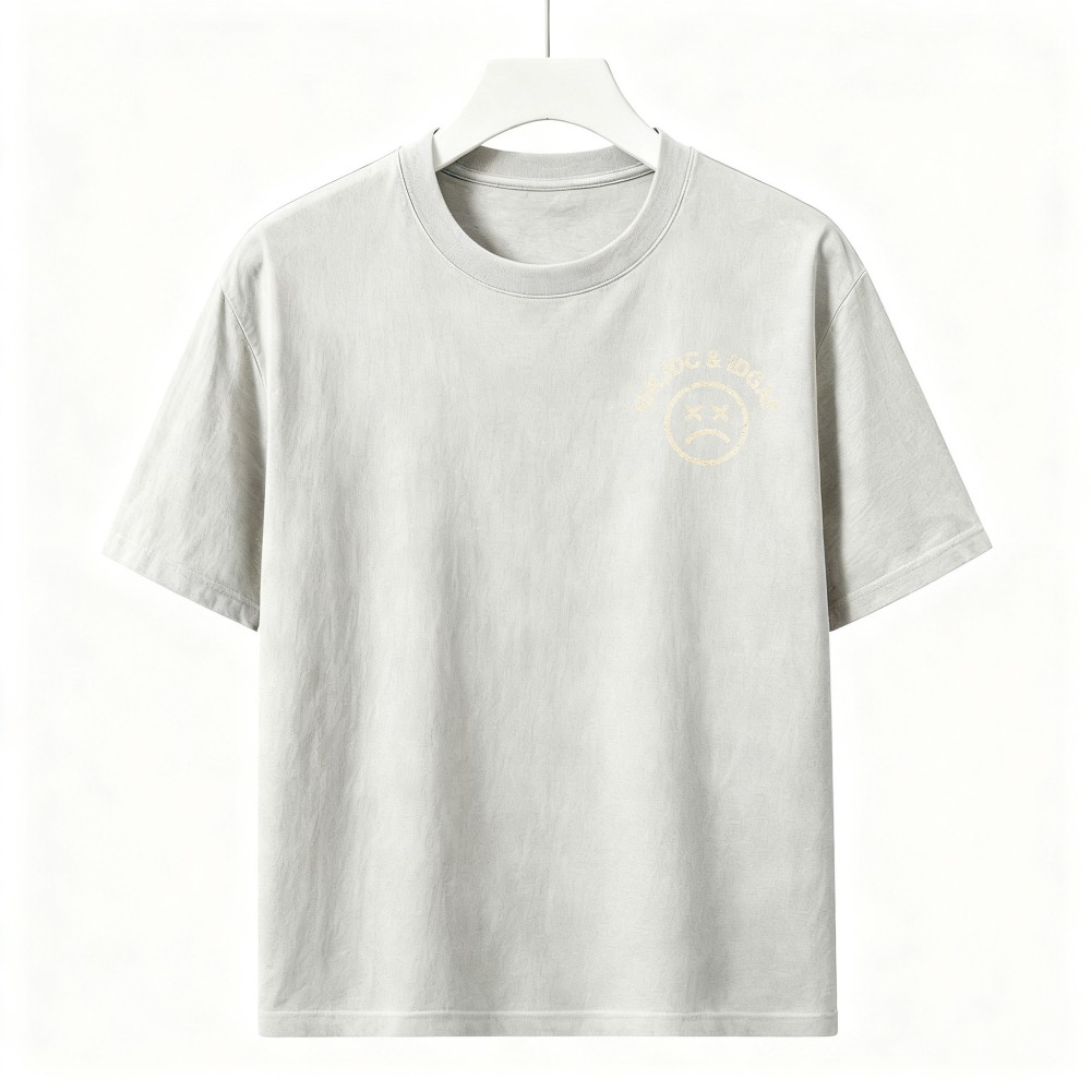 Vintage Distressed IDK IDC IDGAF Tee Double Sided Sad Face Chest Graphic T Shirt