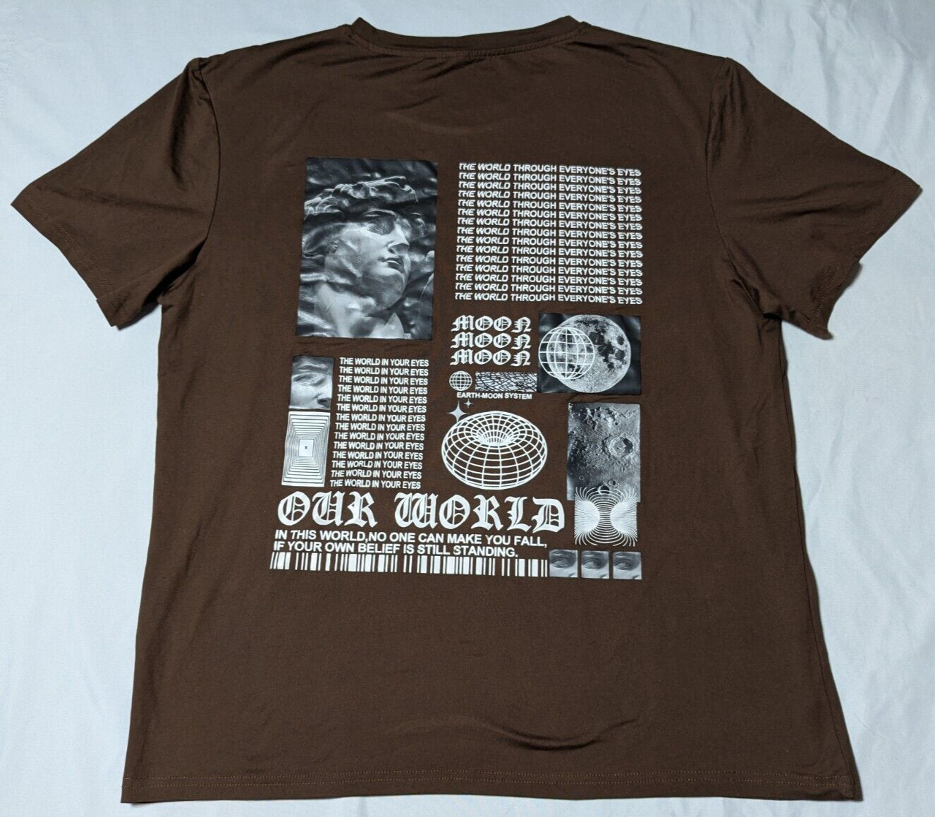 ROMWE MOON MOON MOON Men Size XL Brown Double-Sided T-Shirt EUC