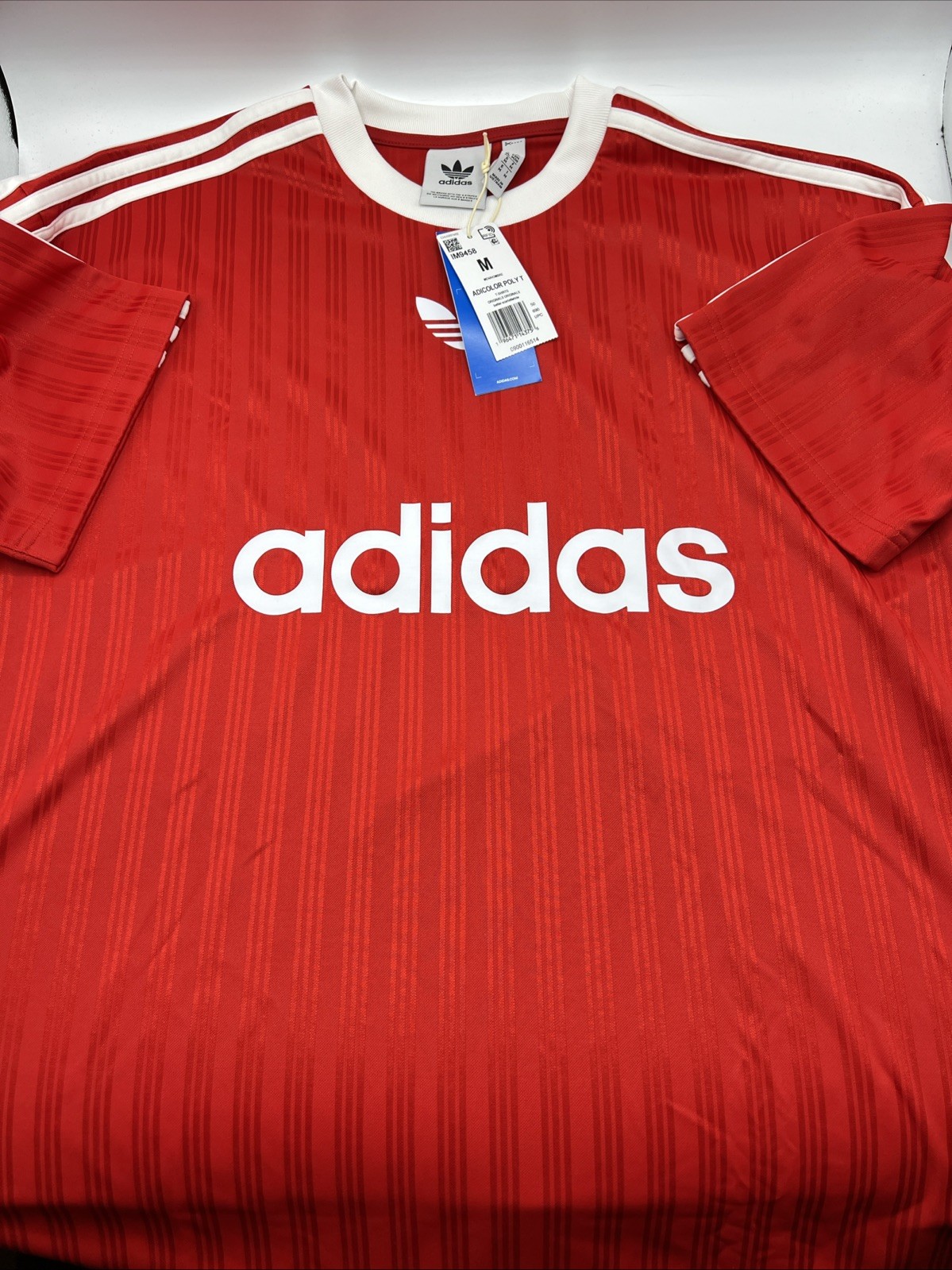 adidas originals Adicolor Poly Tee Men’s Size M Red White Stripes Shirt New