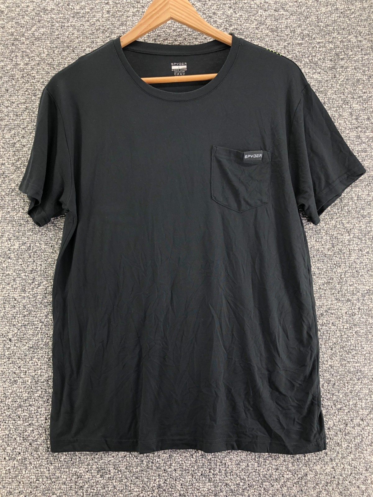 Spyder Loungewear T-Shirt Plain Black Mens Sz L Soft Crew Neck Short Sleeve
