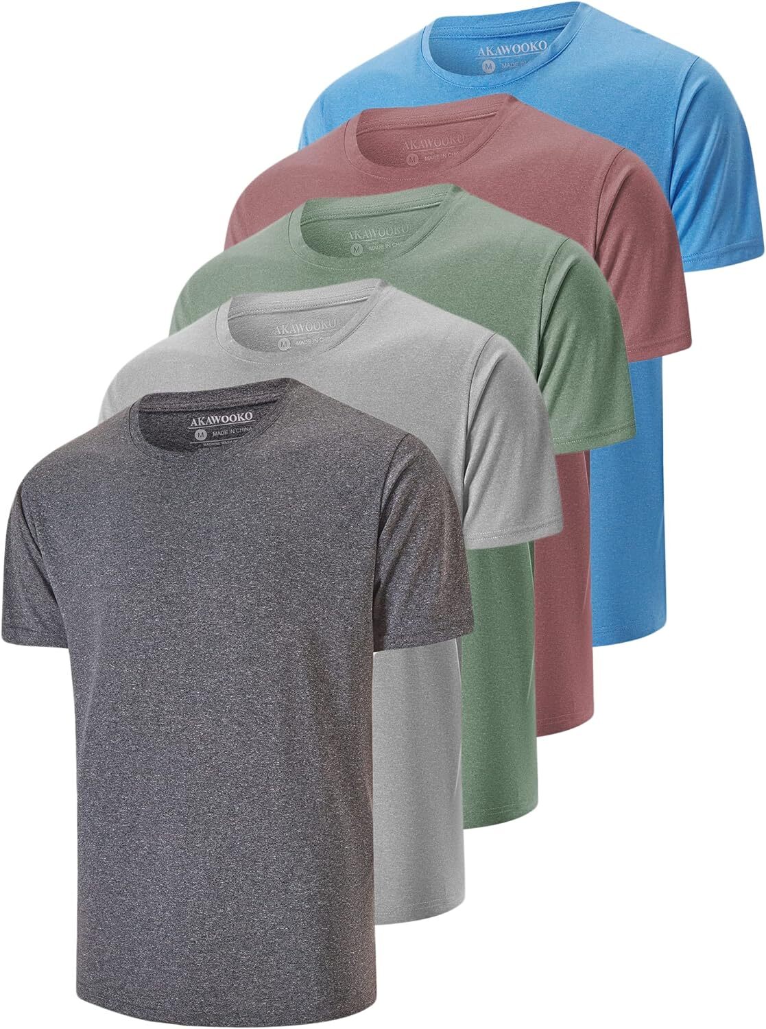 5 Pack Men’s Dry Fit T Shirts -Athletic Running Gym Workout Tees – Expert Choice
