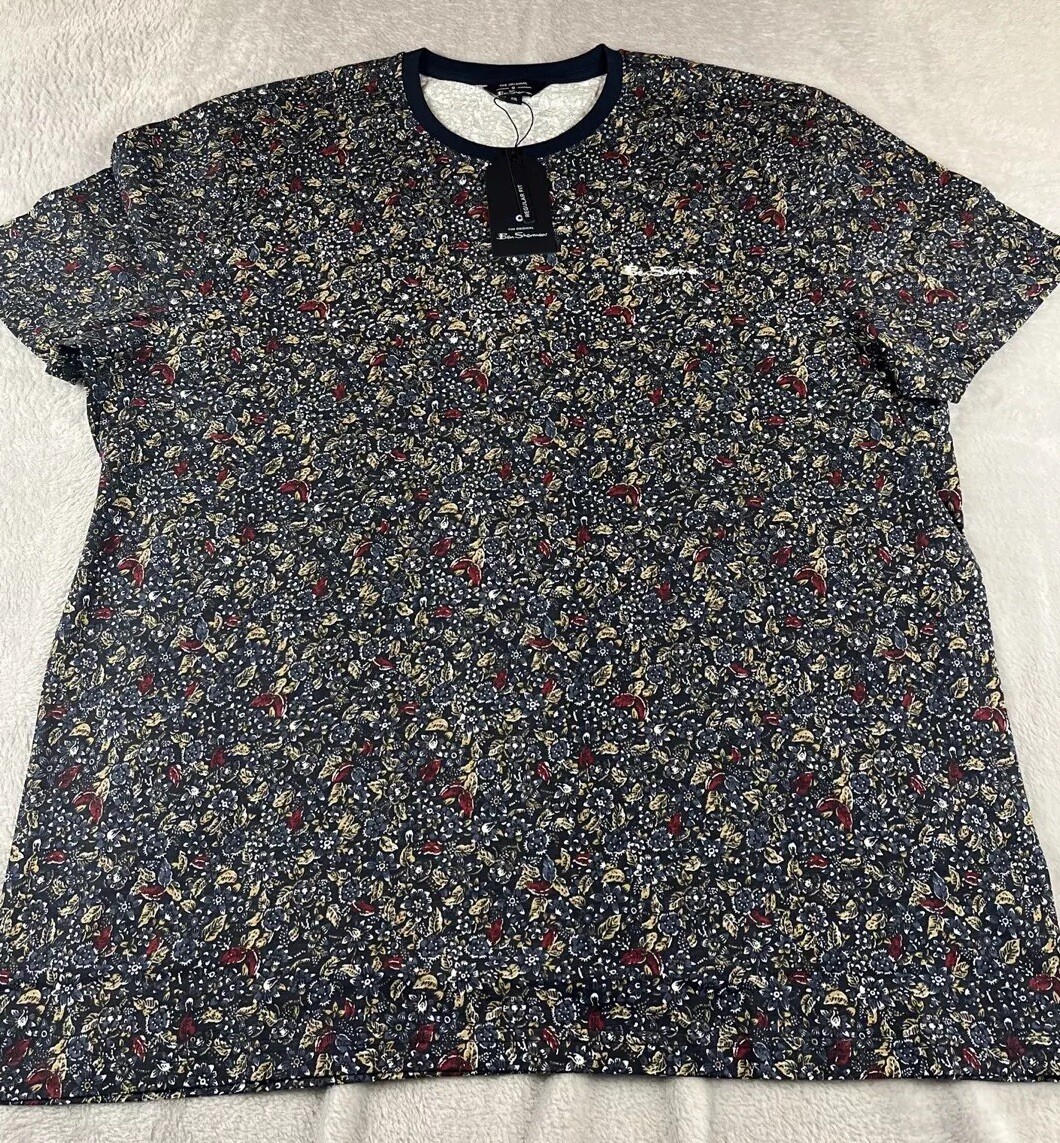 Ben Sherman mens blue Short Sleeve floral tshirt size XXL
