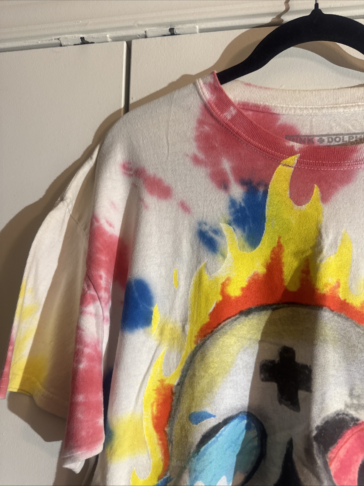 Pink Dolphin Wavelordz Skull Tee Men’s Size L Rare Multi Color Flame Street Wear