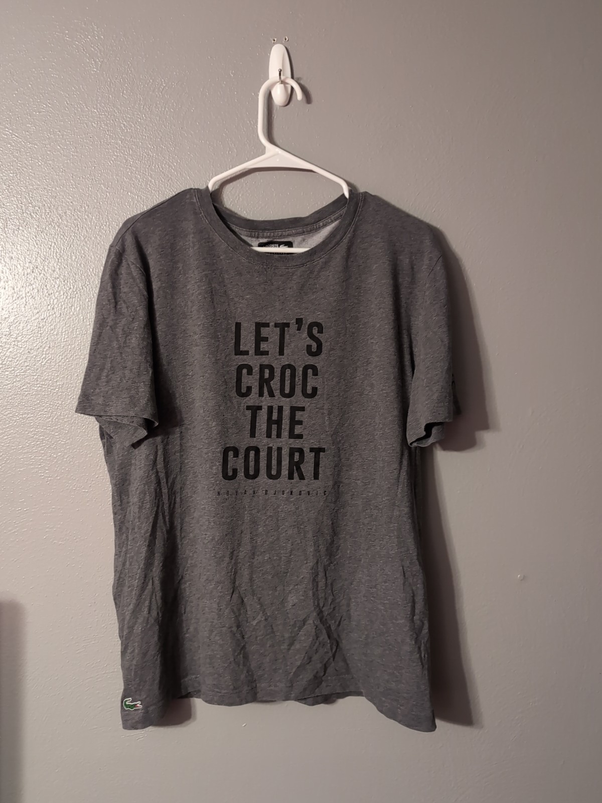 Lacoste Novak Djokovic T Shirt Men’s Size 2XL Grey Croc The Court Tennis