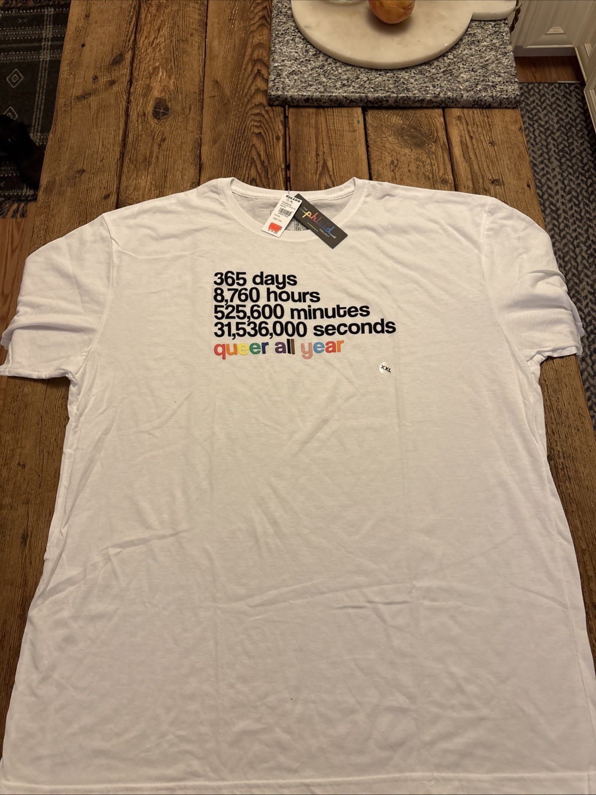XXL 2X LGBTQ+ Phluid Project Short Sleeve T-shirt Queer All Year NWT White