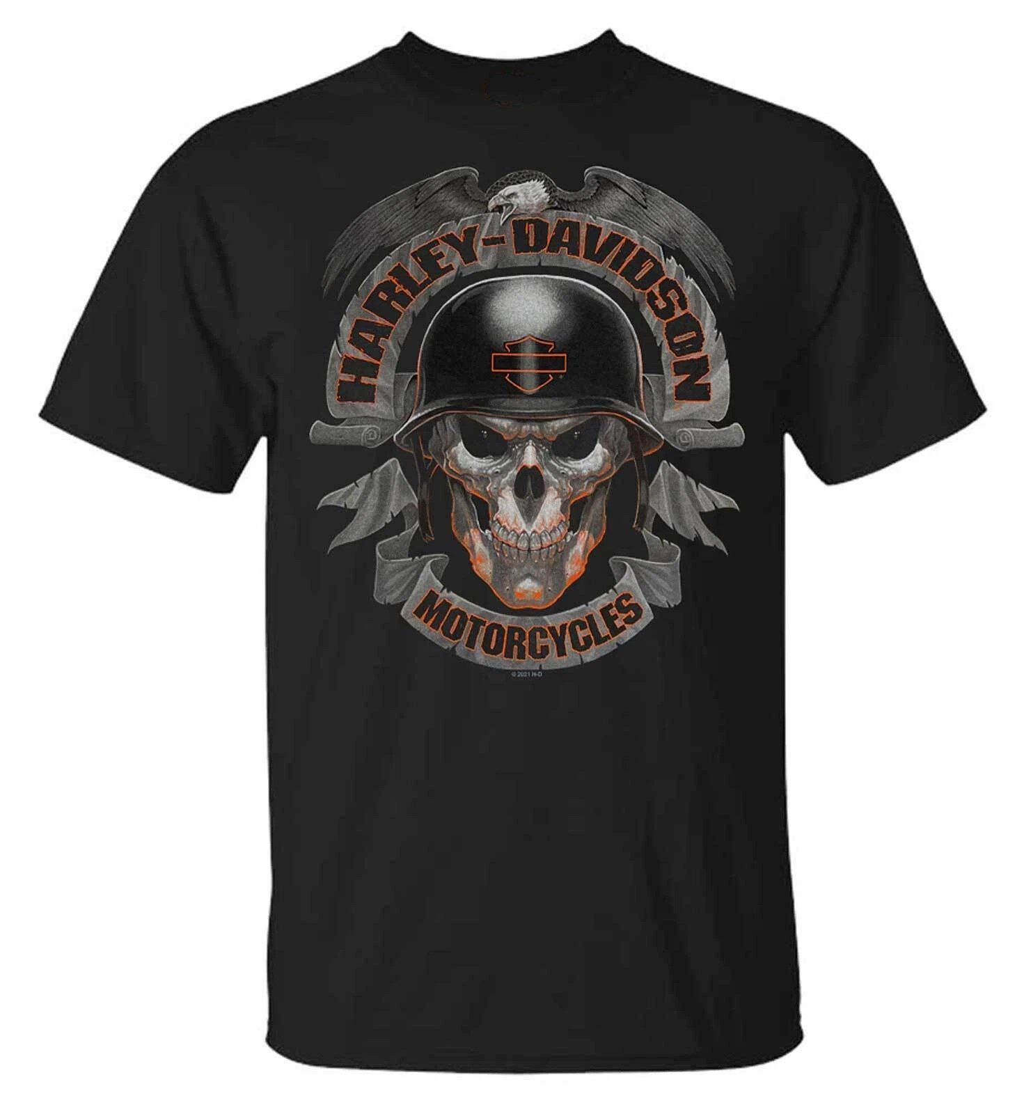 Harley-Davidson Men’s Ghoulish Skull Short Sleeve Crew-Neck T-Shirt – Black HOT