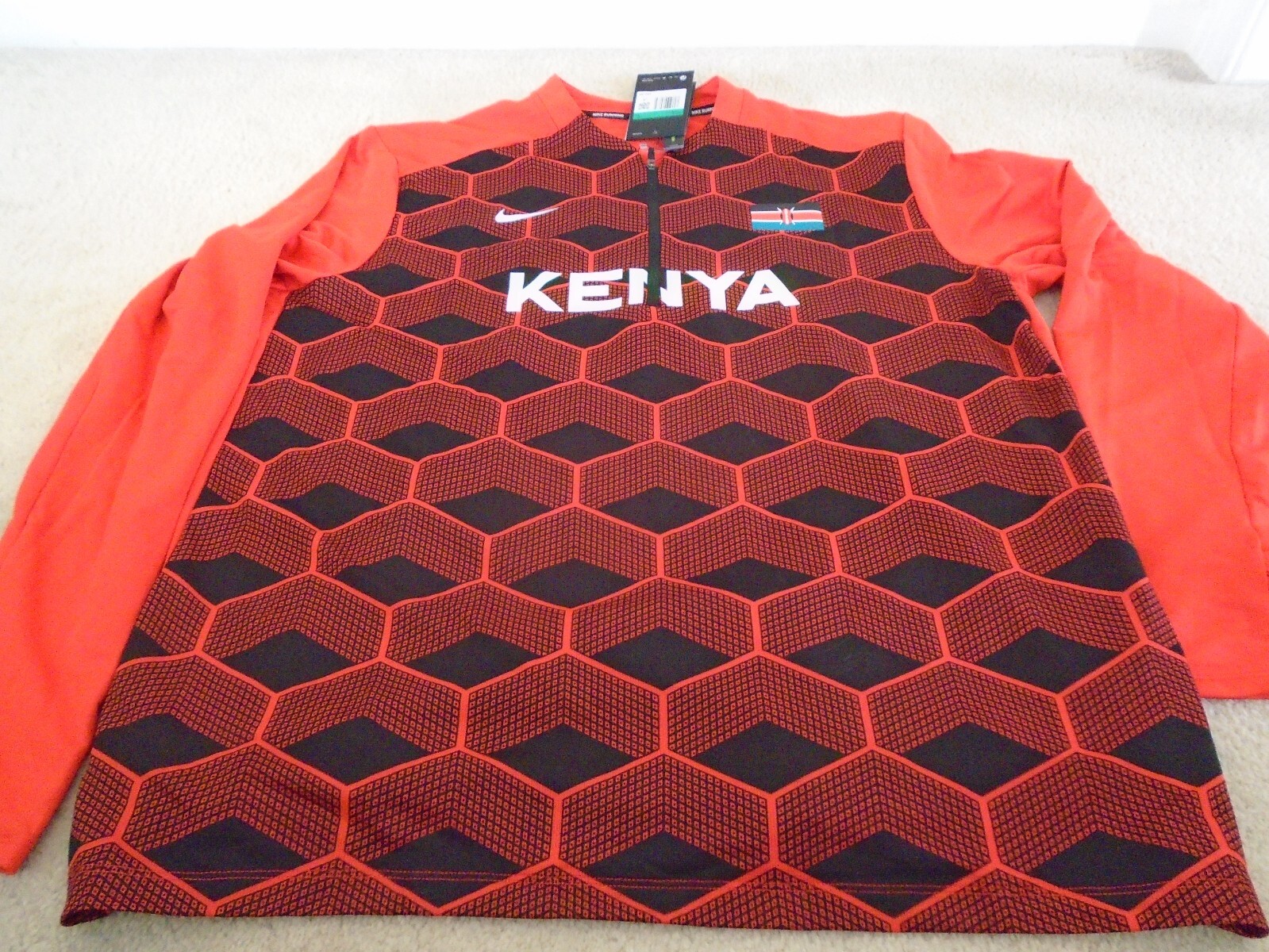 Nike Running Team Kenya XL Half Zip Pullover Red Dri-fit Element Black