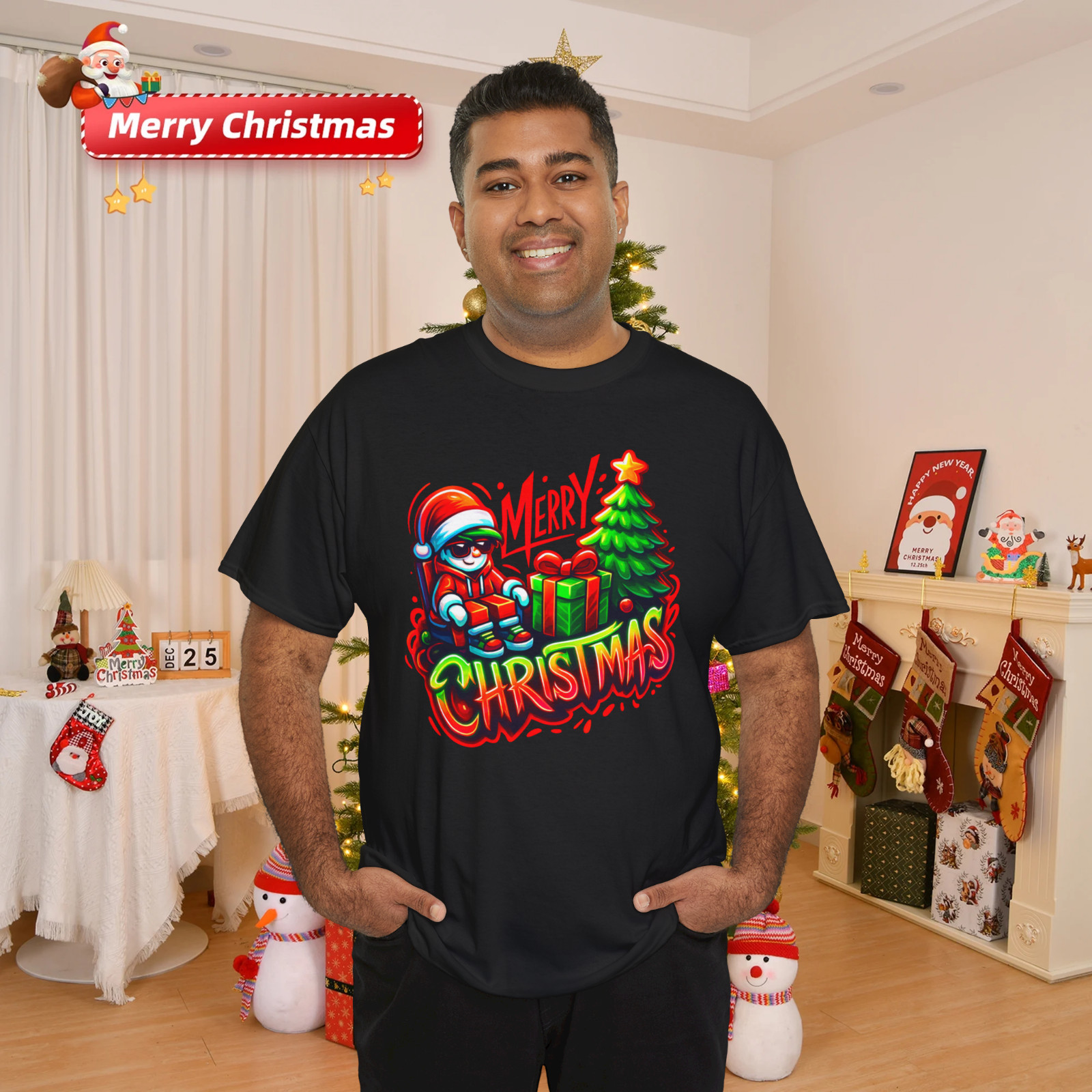 Merry Christmas Graffiti Style Cool Xmas Art Streetwear Holiday T-Shirt