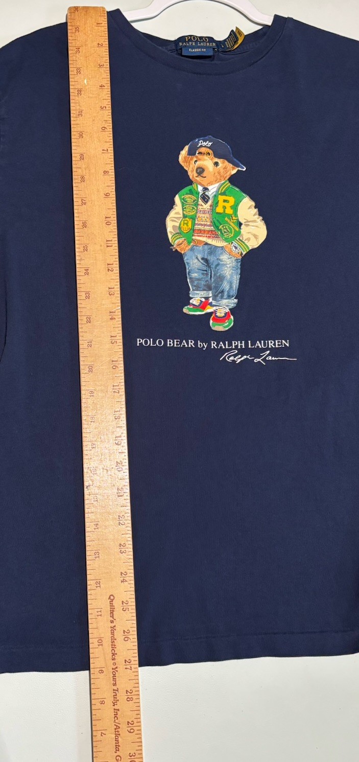 Polo Ralph Lauren Classic Fit Polo Bear Varsity T-Shirt Navy Sz Large H5