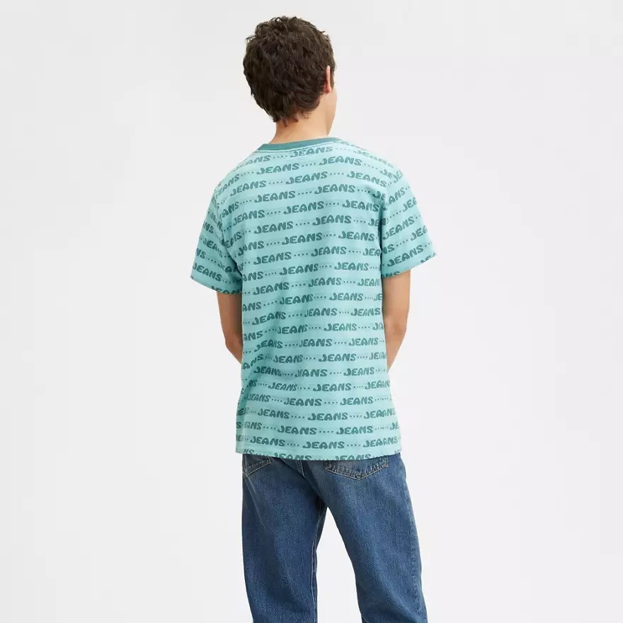 $115 Levi’s Vintage Clothing LVC Jeans Jacquard T-Shirt Large Blue 100% Cotton