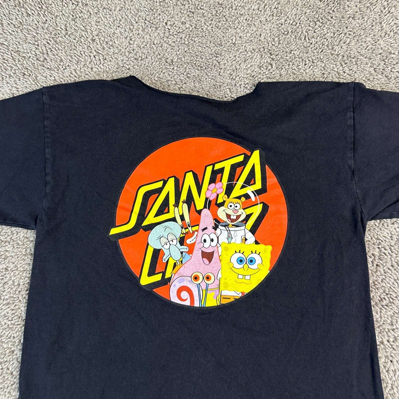 Santa Cruz Skateboards Shirt Mens Small Black Spongebob Patrick Skater READ