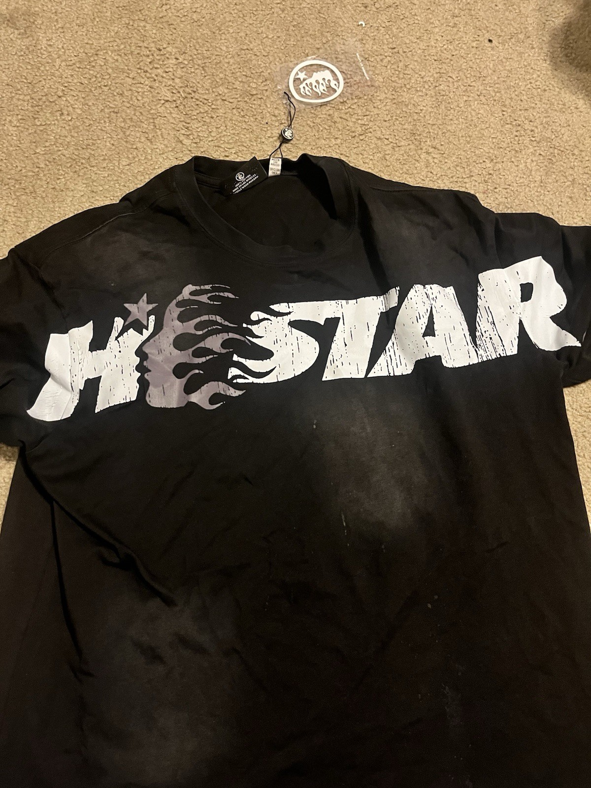 Hellstar Studios Black Star Logo Graphic Tee Cotton Jersey Crew Neck Men’s M