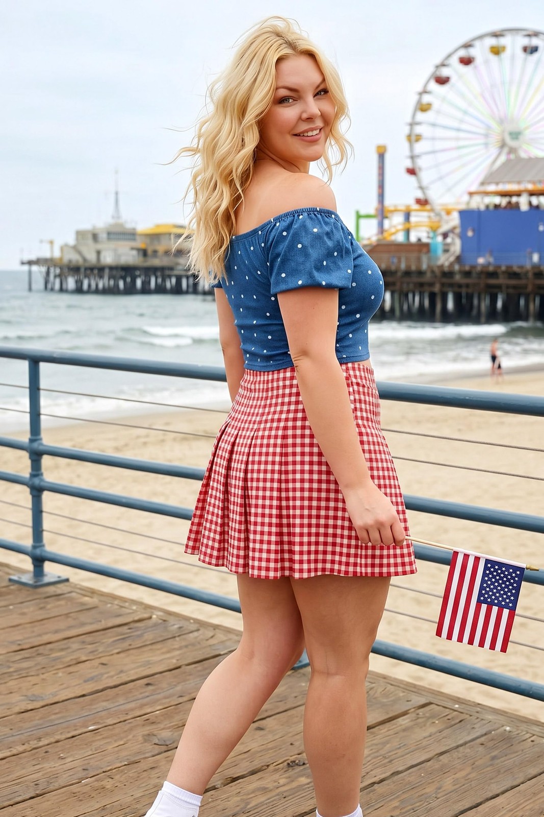Plus Size Red Pink White Checkered Skirts for Women, High Waist Pleated Flare…