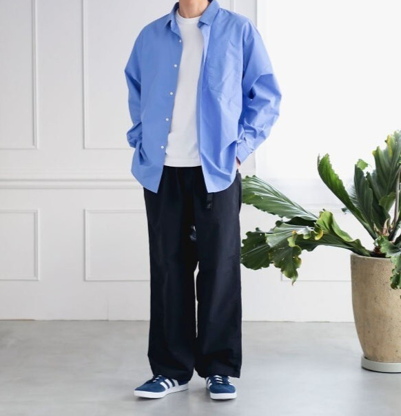 (ASK availability First) BEAMS polyester broadcloth regular collar shirt NEW